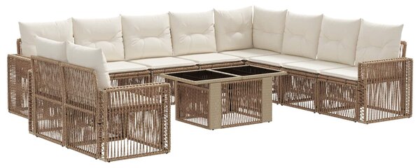 VidaXL Kerti Kanapé Szett 11 db Beige és Krémszínű polirattan
