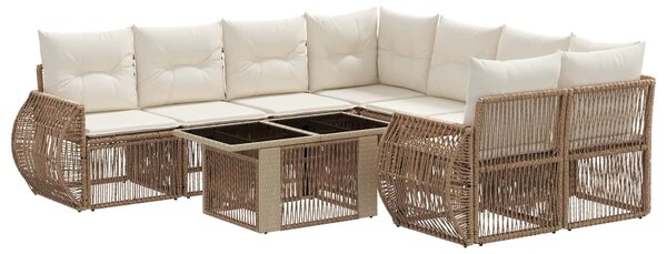 VidaXL Kerti Kanapé Szett 9 db Beige és Krémszínű polirattan