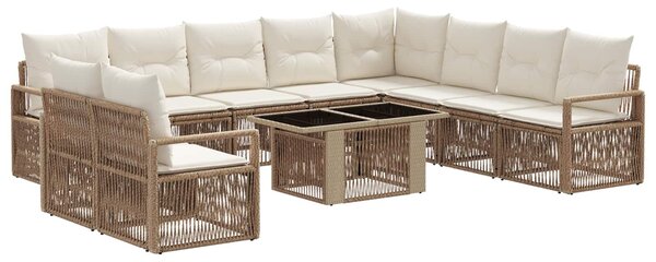 VidaXL Kerti Kanapé Szett 11 db Beige és Krémszínű polirattan