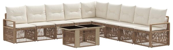 VidaXL Kerti Kanapé Szett 10 db Beige és Krémszínű polirattan