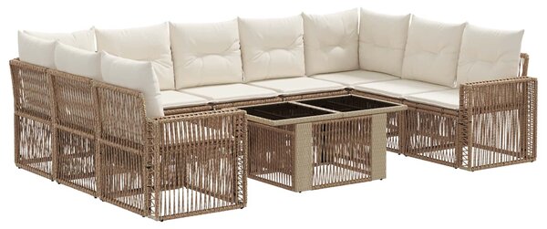 VidaXL Kerti Kanapé Szett 10 db Beige és Krémszínű polirattan