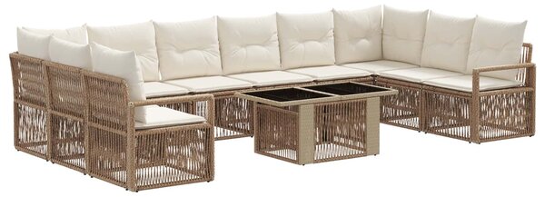 VidaXL Kerti Kanapé Szett 11 db Beige és Krémszínű polirattan