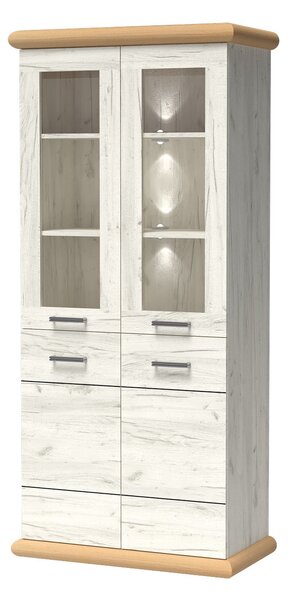Vitrin Kenny 03 (LED világítással) (fehér craft + arany craft)