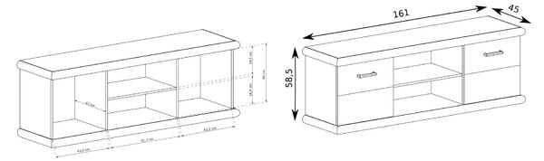 TV asztal/szekrény Kenny 11 (fehér craft + arany craft)