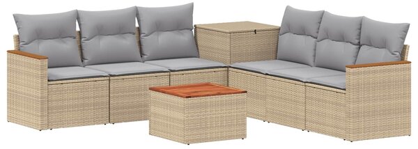 VidaXL Kanapé Szett 8 db Beige és Világosszürke Poli rattan és acél
