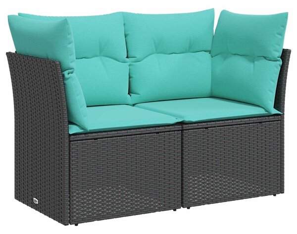 VidaXL Kanapé Szett 8 db Fekete és Kék Poli rattan és acél
