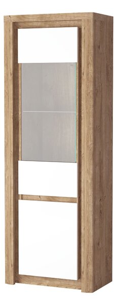Vitrin Livia 04 (LED világítással) (ribbeck tölgy + fényes fehér)