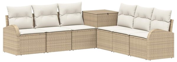 VidaXL Kanapé Szett 7 db Beige és Krémszínű Poli rattan és acél