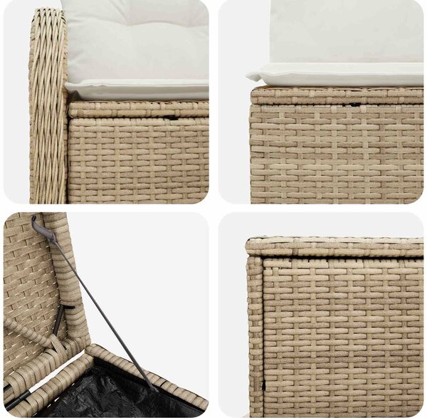 VidaXL Kanapé Szett 5 db Beige és Krémszínű Poli rattan és acél