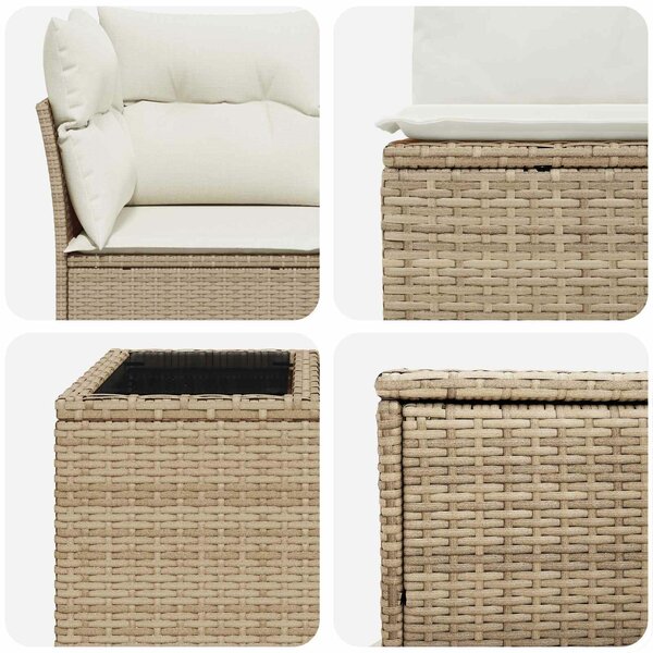 VidaXL Kanapé Szett 6 db Beige és Krémszínű Poli rattan és acél