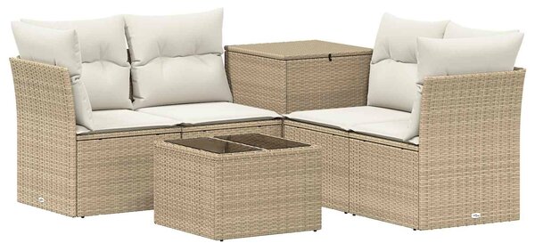VidaXL Kanapé Szett 6 db Beige és Krémszínű Poli rattan és acél