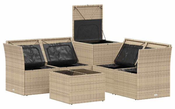 VidaXL Kanapé Szett 6 db Beige és Krémszínű Poli rattan és acél