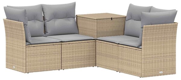 VidaXL Kanapé Szett 5 db Beige és Világosszürke Poli rattan és acél