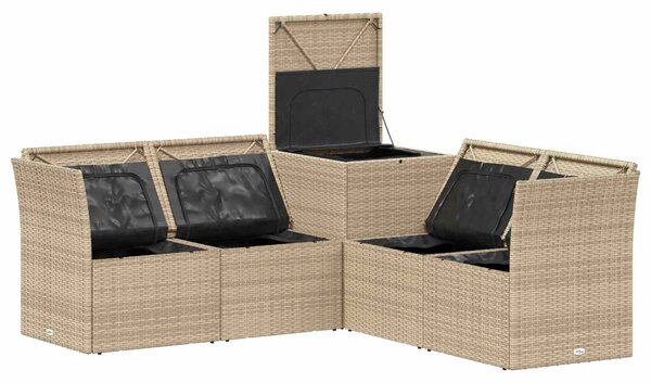VidaXL Kanapé Szett 5 db Beige és Világosszürke Poli rattan és acél