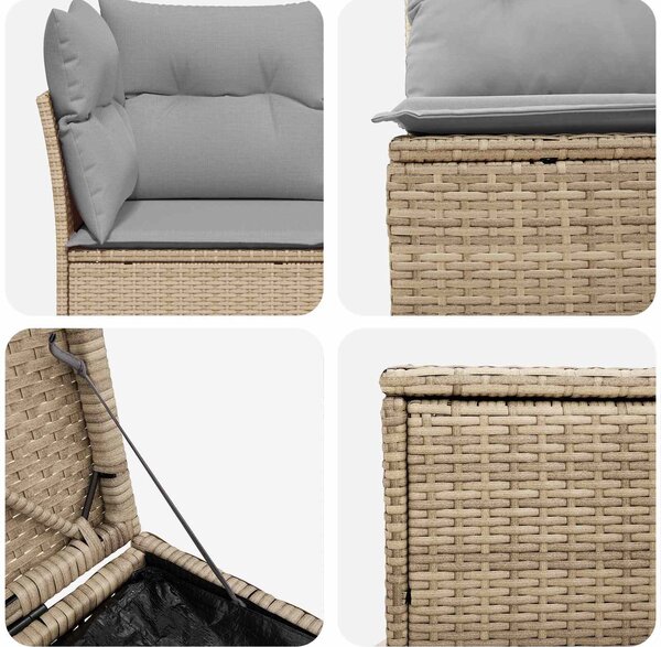 VidaXL Kanapé Szett 5 db Beige és Világosszürke Poli rattan és acél