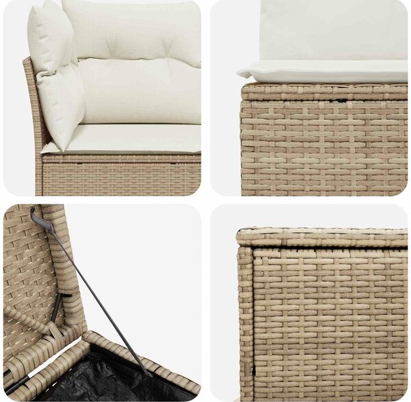 VidaXL Kanapé Szett 5 db Beige és Krémszínű Poli rattan és acél