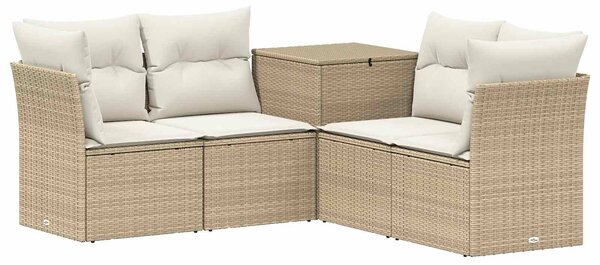 VidaXL Kanapé Szett 5 db Beige és Krémszínű Poli rattan és acél
