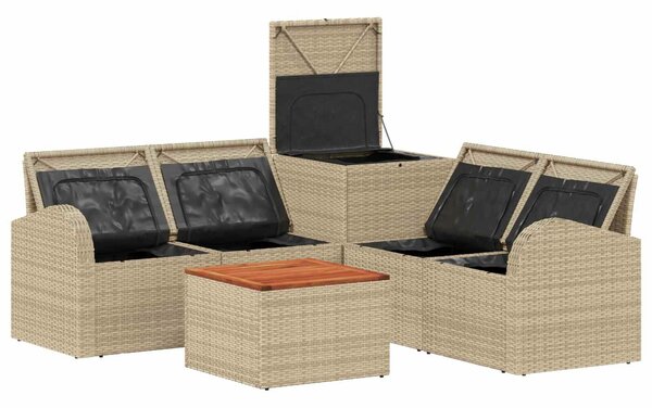 VidaXL Kanapé Szett 6 db Beige és Krémszínű Poli rattan és acél