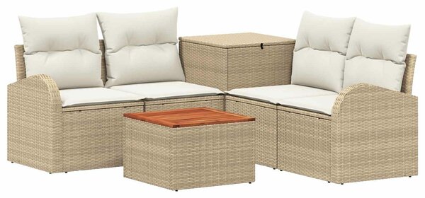 VidaXL Kanapé Szett 6 db Beige és Krémszínű Poli rattan és acél