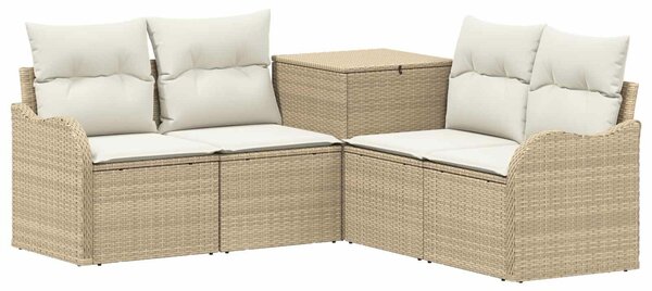 VidaXL Kanapé Szett 5 db Beige és Krémszínű Poli rattan és acél
