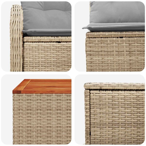 VidaXL Kanapé Szett 6 db Beige és Világosszürke Poli rattan és acél