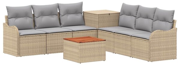 VidaXL Kanapé Szett 8 db Beige és Világosszürke Poli rattan és acél