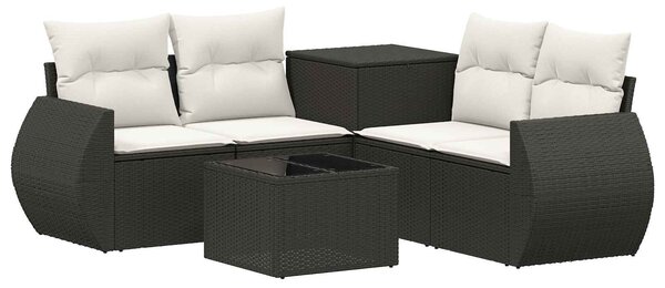 VidaXL Kanapé Szett 6 db Fekete és krémfehér Poli rattan és acél