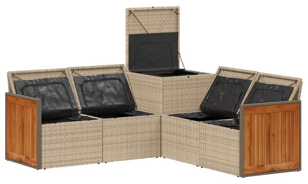 VidaXL Kanapé Szett 5 db Beige és Világosszürke Poli rattan és acél