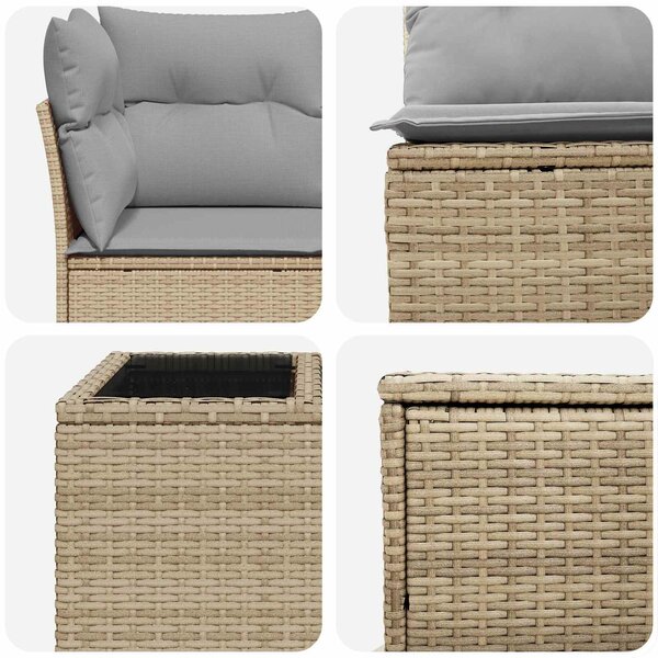 VidaXL Kanapé Szett 6 db Beige és Világosszürke Poli rattan és acél