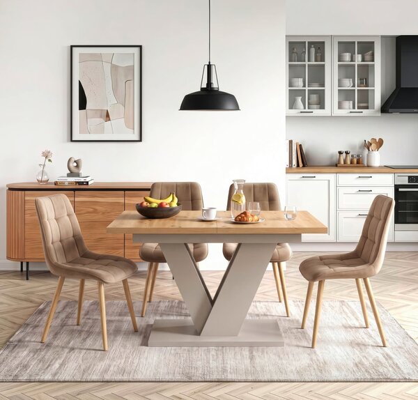 JAKS Clark bővíthető étkezőasztal 120–160 cm Artisan tölgy / kasmír