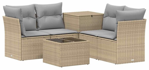 VidaXL Kanapé Szett 6 db Beige és Világosszürke Poli rattan és acél
