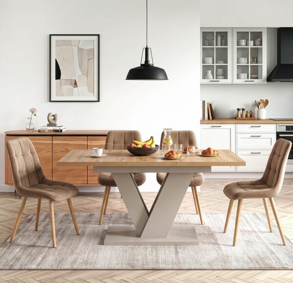 JAKS Clark bővíthető étkezőasztal 120–160 cm Artisan tölgy / kasmír