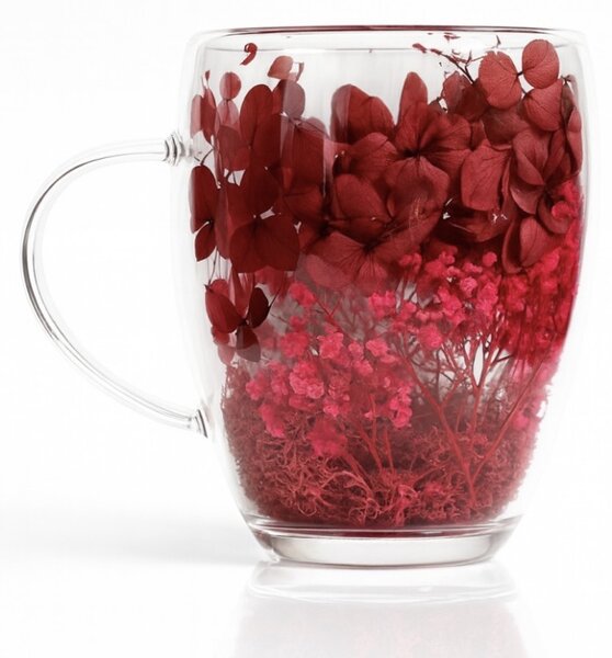 JAKS Ruby duplafalú hőálló üvegpohár virágokkal 300 ml – 1 db