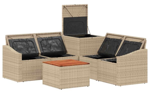 VidaXL Kanapé Szett 6 db Beige és Krémszínű Poli rattan és acél