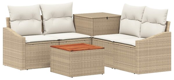 VidaXL Kanapé Szett 6 db Beige és Krémszínű Poli rattan és acél