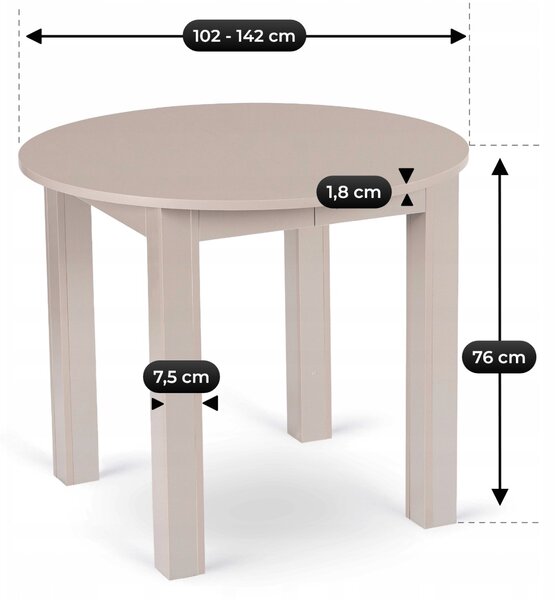 Harry bővíthető étkezőasztal 102–142 cm kasmír