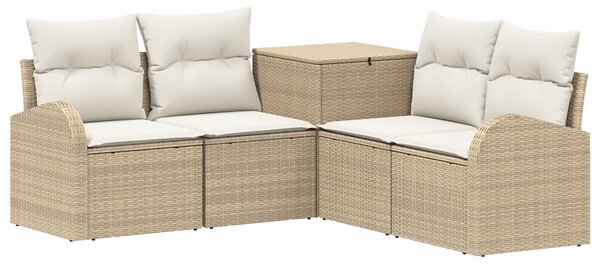 VidaXL Kanapé Szett 5 db Beige és Krémszínű Poli rattan és acél