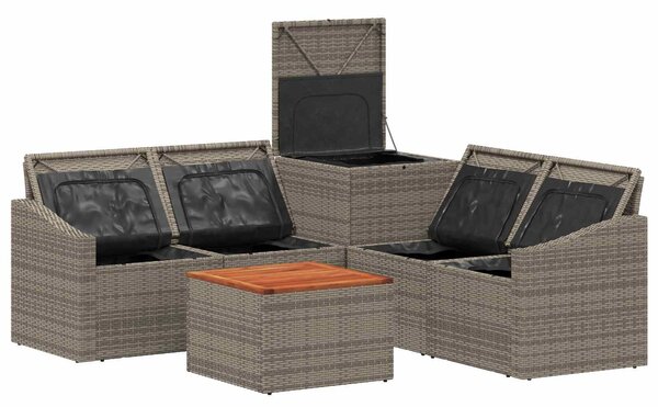 VidaXL Kanapé Szett 6 db Szürke és sötétszürke Poli rattan és acél