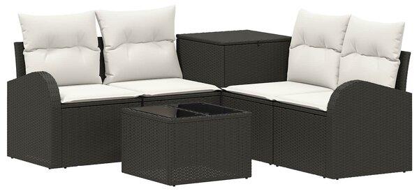 VidaXL Kanapé Szett 6 db Fekete és krémfehér Poli rattan és acél