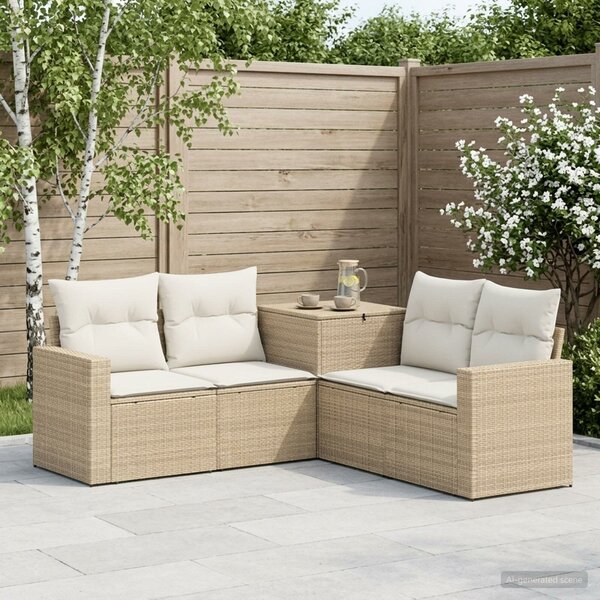 VidaXL Kanapé Szett 5 db Beige és Krémszínű Poli rattan és acél