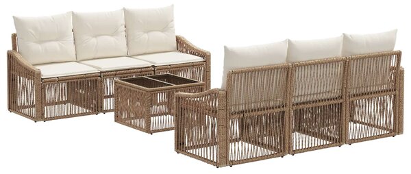 VidaXL Kerti Kanapé Szett 7 db Bézs polirattan