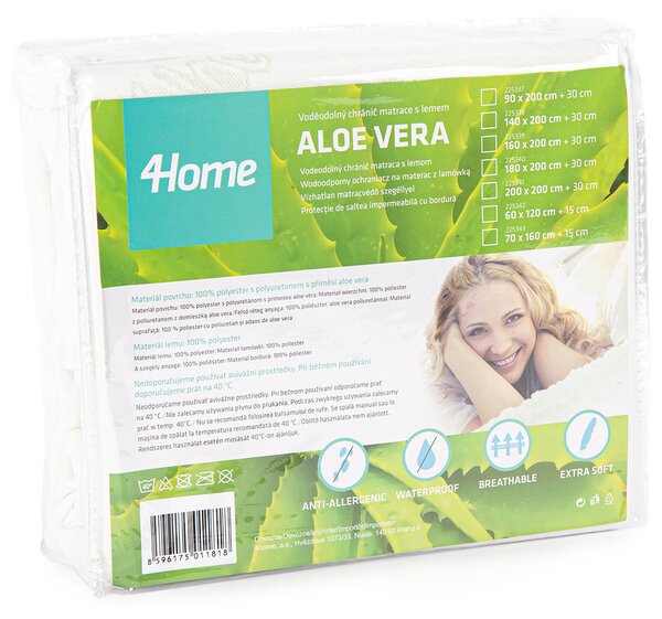 4Home Aloe Vera körgumis vízhatlan matracvédő, 70 x 160 cm