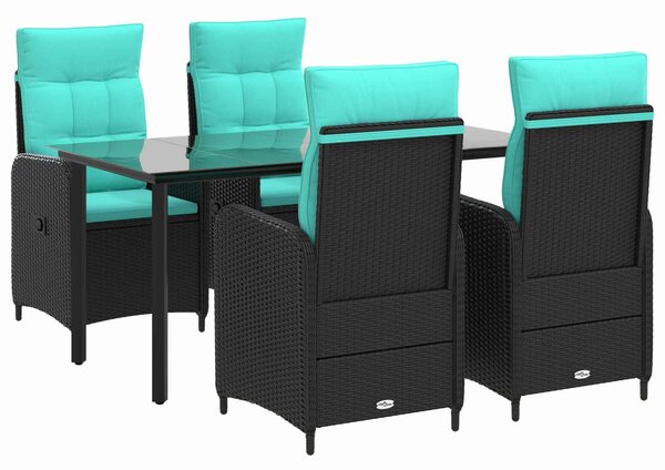 VidaXL Kert étkező szett 5 db PE rattan és porbevonatos acél