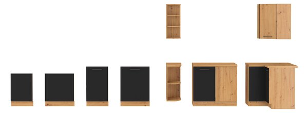Alsó konyhaszekrény Miraluna (artisan tölgy + matt fekete)