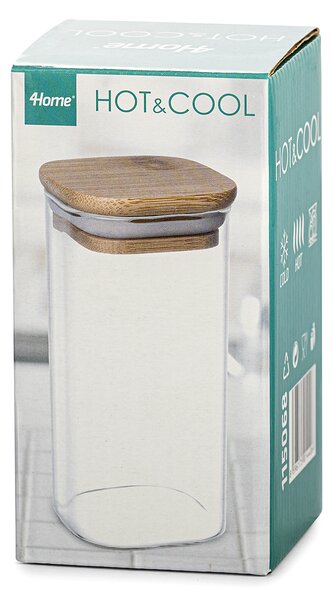 4Home Bamboo üveg élelmiszer tároló bambusz fedéllel, 300 ml