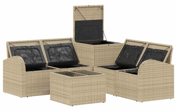 VidaXL Kanapé Szett 6 db Beige és Világosszürke Poli rattan és acél