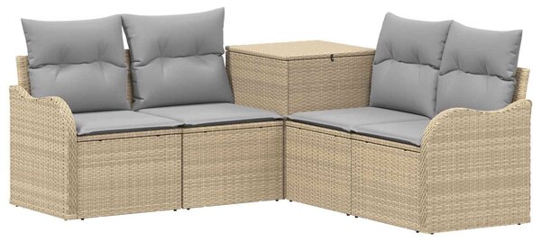 VidaXL Kanapé Szett 5 db Beige és Világosszürke Poli rattan és acél