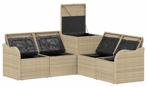 VidaXL Kanapé Szett 5 db Beige és Világosszürke Poli rattan és acél