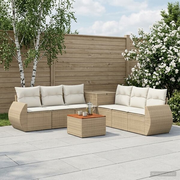 VidaXL Kanapé Szett 8 db Beige és Krémszínű Poli rattan és acél