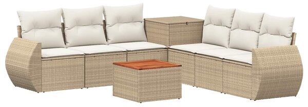 VidaXL Kanapé Szett 8 db Beige és Krémszínű Poli rattan és acél